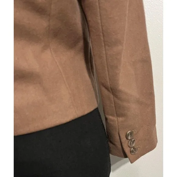Trouve Blazer Womens Small Camel Tan Wool Blend Cropped One Button Jacket - Picture 5 of 15